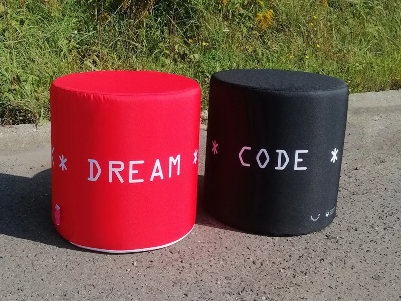 Advertising Cylinder Pouffes – Dream Code